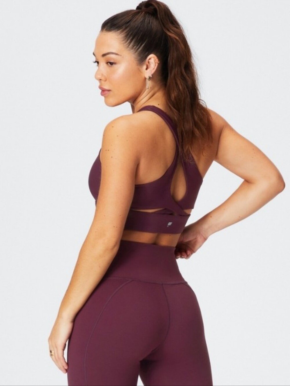 Fabletics No-Bounce High Impact Sports Bra, Burgundy, M